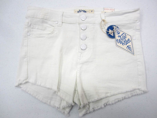NWT Wild Blue LYCRA Sadie Robertson Girls Shorts White Denim Jeans Buttonfly Sz7