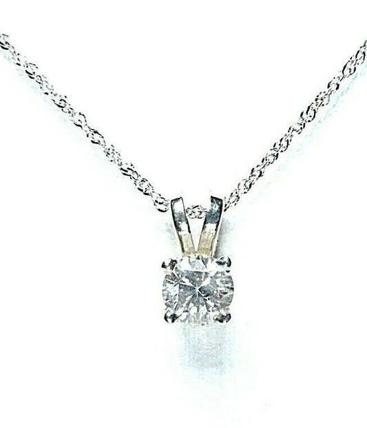 *NWT*  14k Yellow Gold .33CT SI1 Round Diamond Solitaire Pendant  with 18"Chain