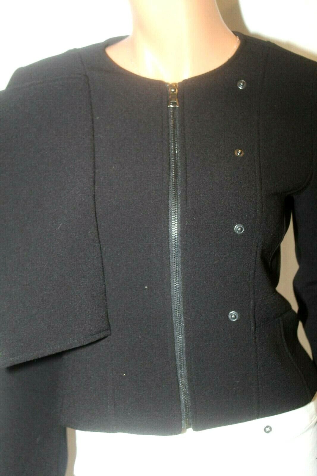 *NWT* $268.  BCBG MAXAZRIA  "ARELIA" TUXEDO-INSPIRED BLACK ZIP/SNAP JACKET-XS