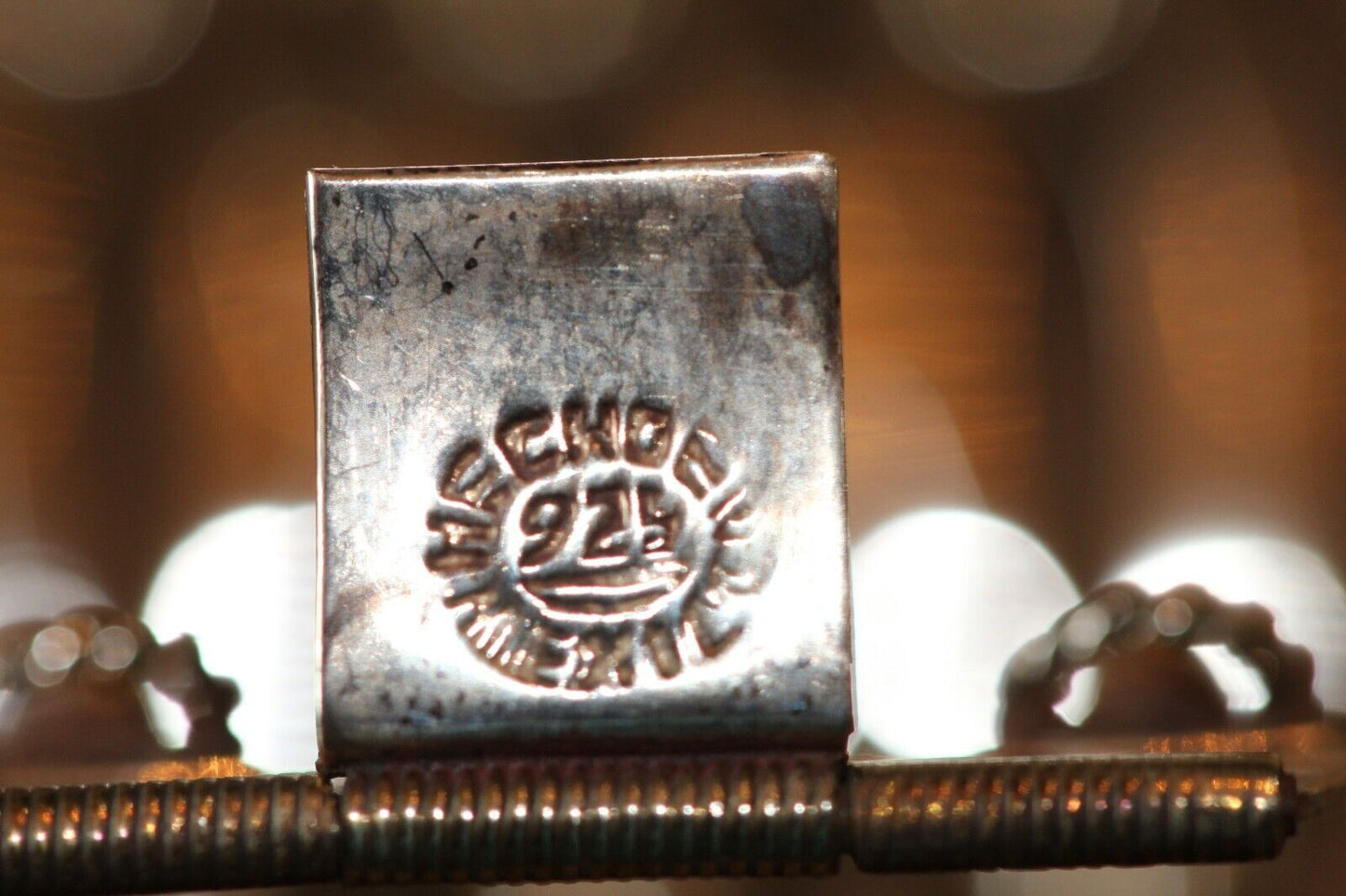 VINTAGE  "Hecho en Mexico" Sterling Silver  Box Clasp 1 1/8" Wide Bracelet 7"