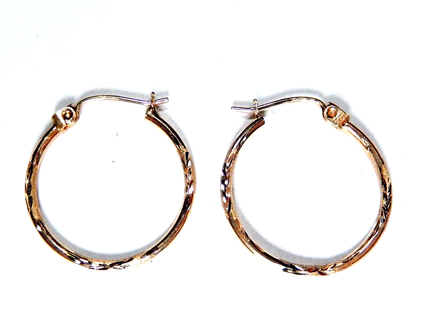 20mm 14K Real Solid Yellow Gold Full Diamond-Cut Round Creole Hoop Earrings