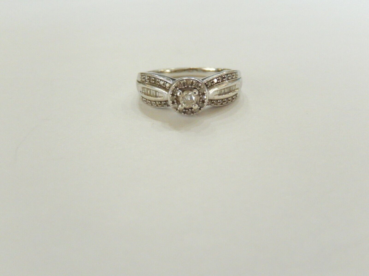 *VINTAGE* "EC"  1/2CT REAL  DIAMOND WEDDING RING Sterling Silver Size 7.25