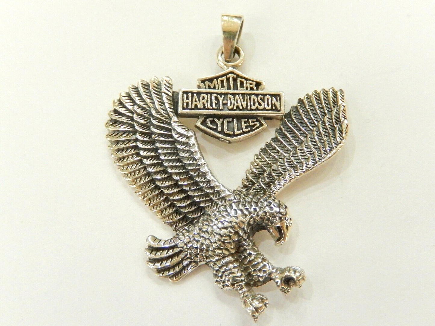 LARGE - STERLING HD MOTORCYCLE BIKER RIDE Eagle Pendant  2" x 16gms.
