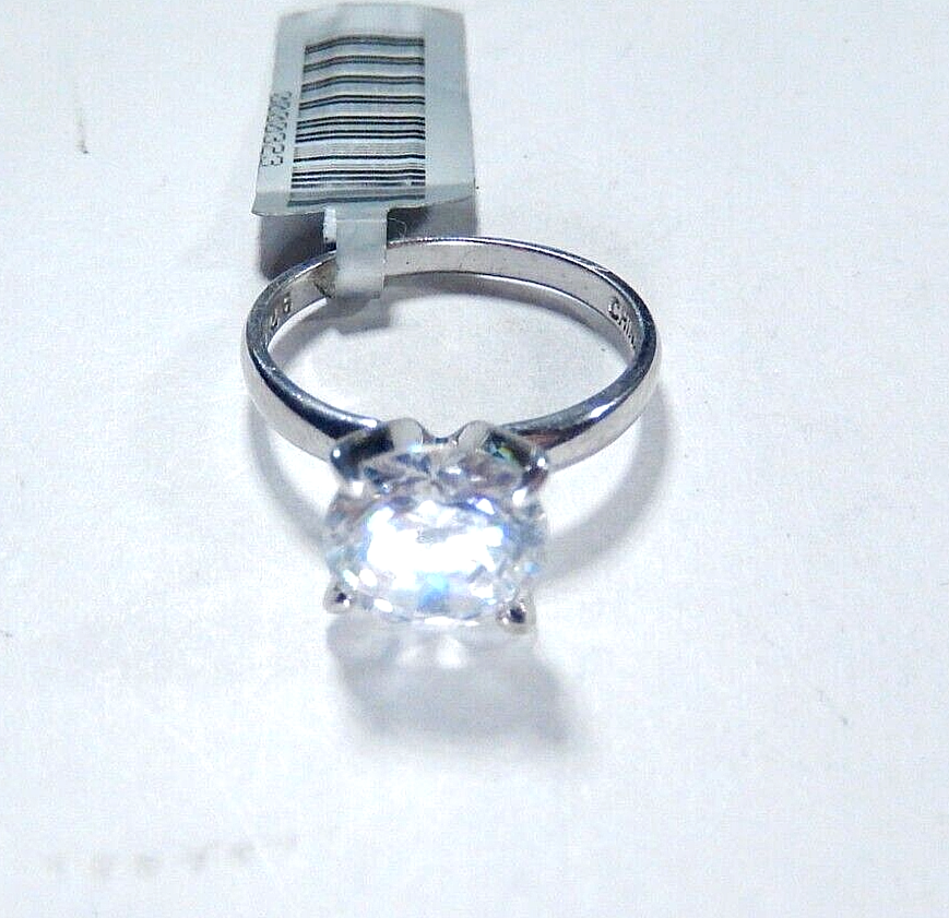 *VINTAGE* Sterling Silver 2.50 CT Round CZ Solitaire Wedding Ring Size 6