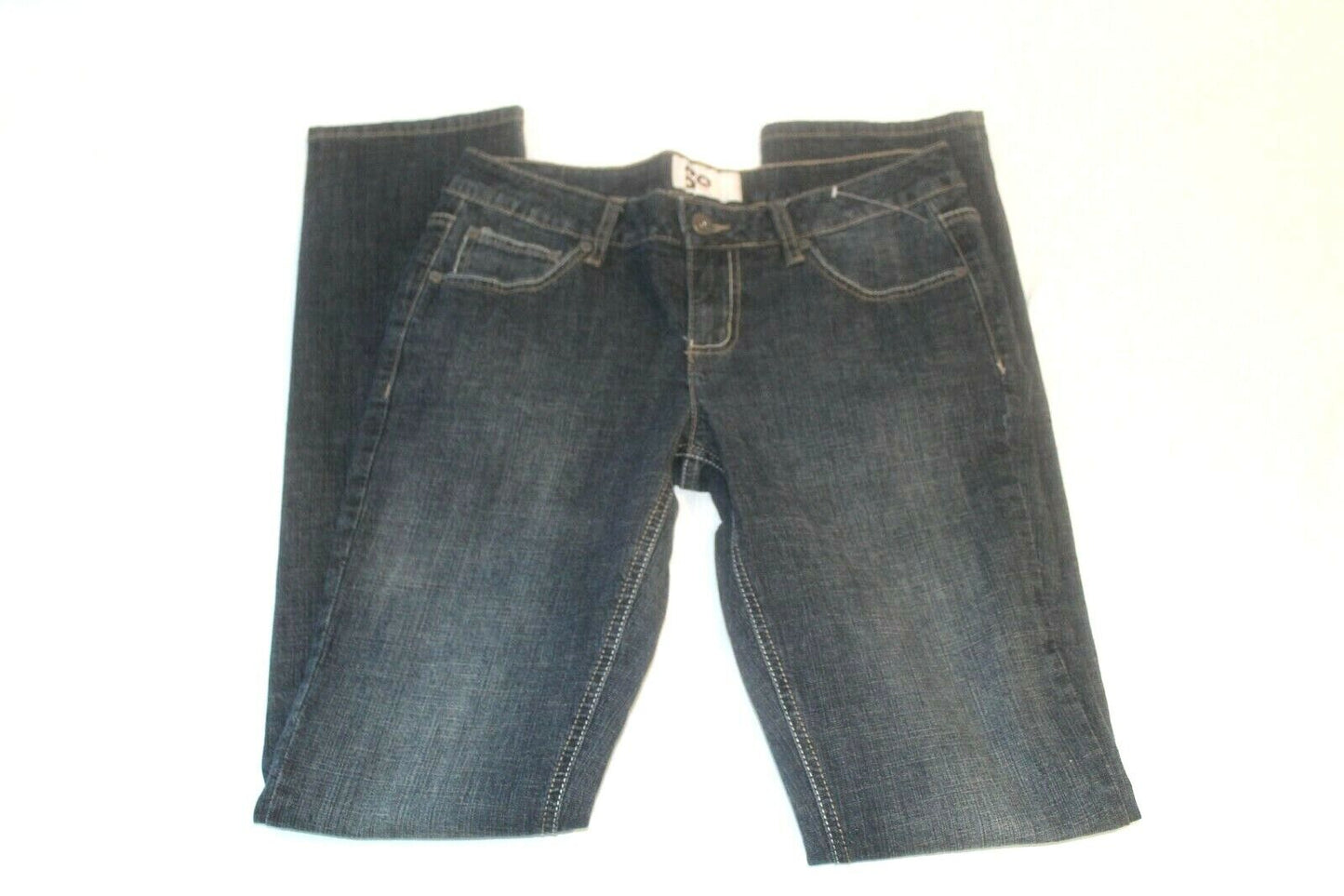 *MINT* Women's "SO" Dark Blue Denim Straight  Cut Jeans Size 5 / W28 x L32