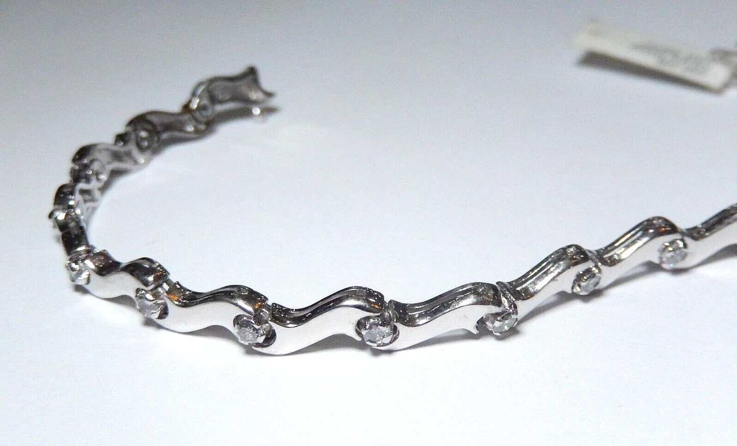 *NWT*  14K White Gold Heavy Elegant .75CT  VS2 Diamond Fancy Link Bracelet 7"