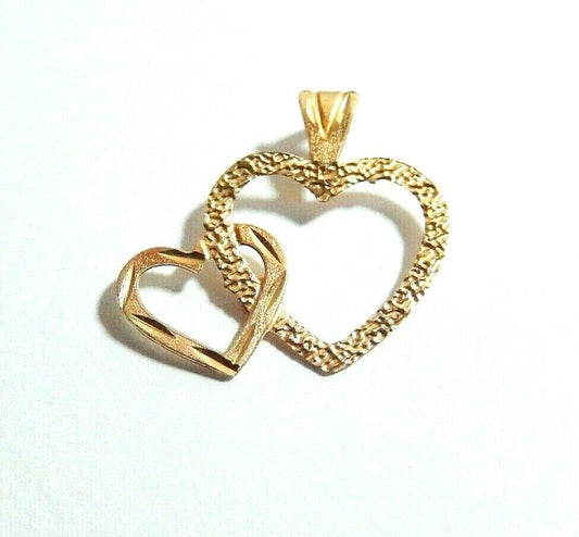 *NEW*  14K Yellow Gold  Double Heart Pendant  - 3/4" x 3/4"