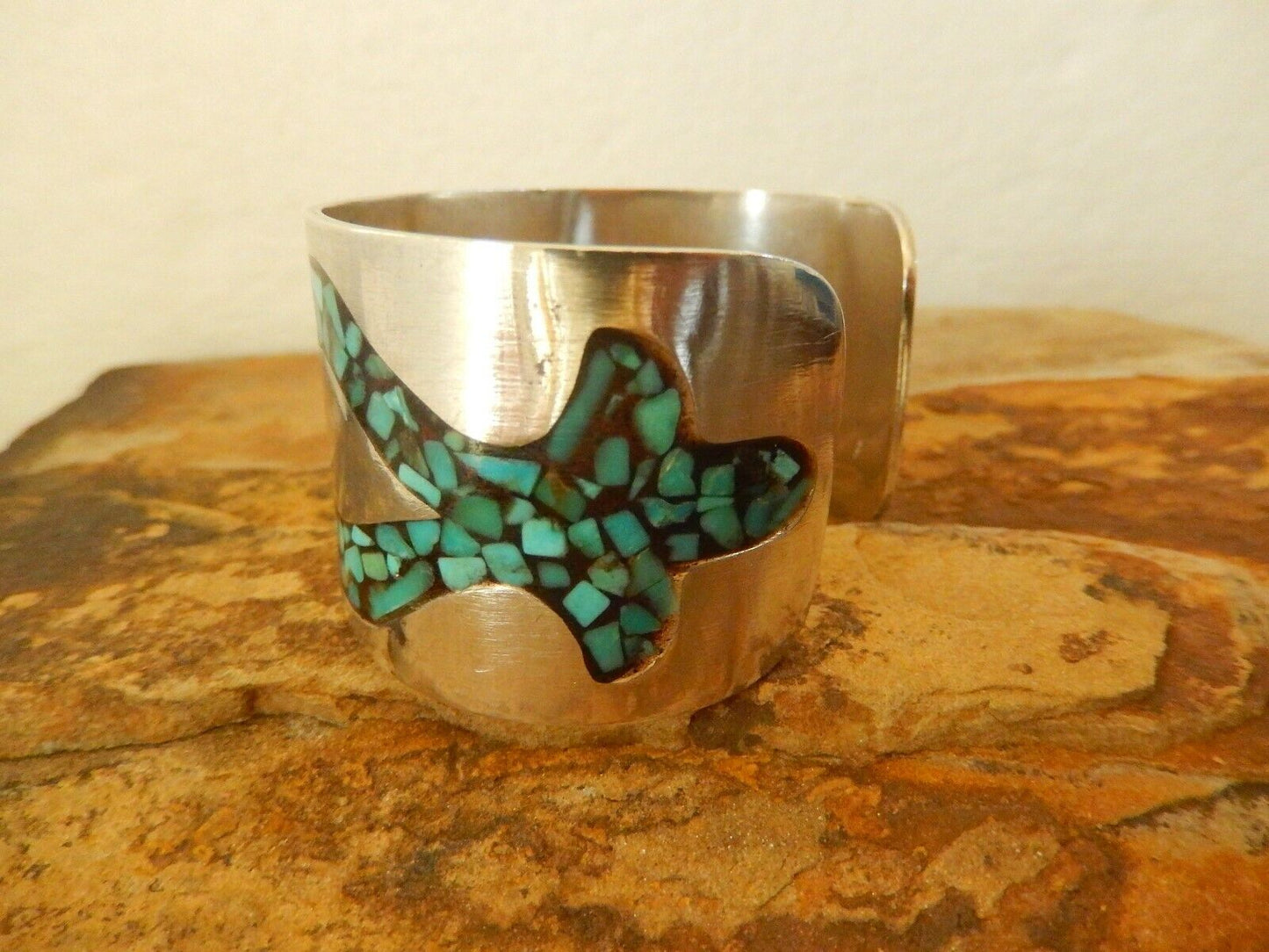 Vintage Wide  Southwest Heavy Turquoise Sterling Silver Cuff Bracelet 59.18gms