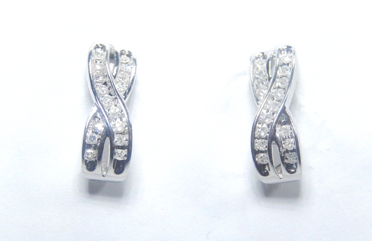10kt White Gold Womens Round 1/3 CT Natural Diamond Infinity Earrings