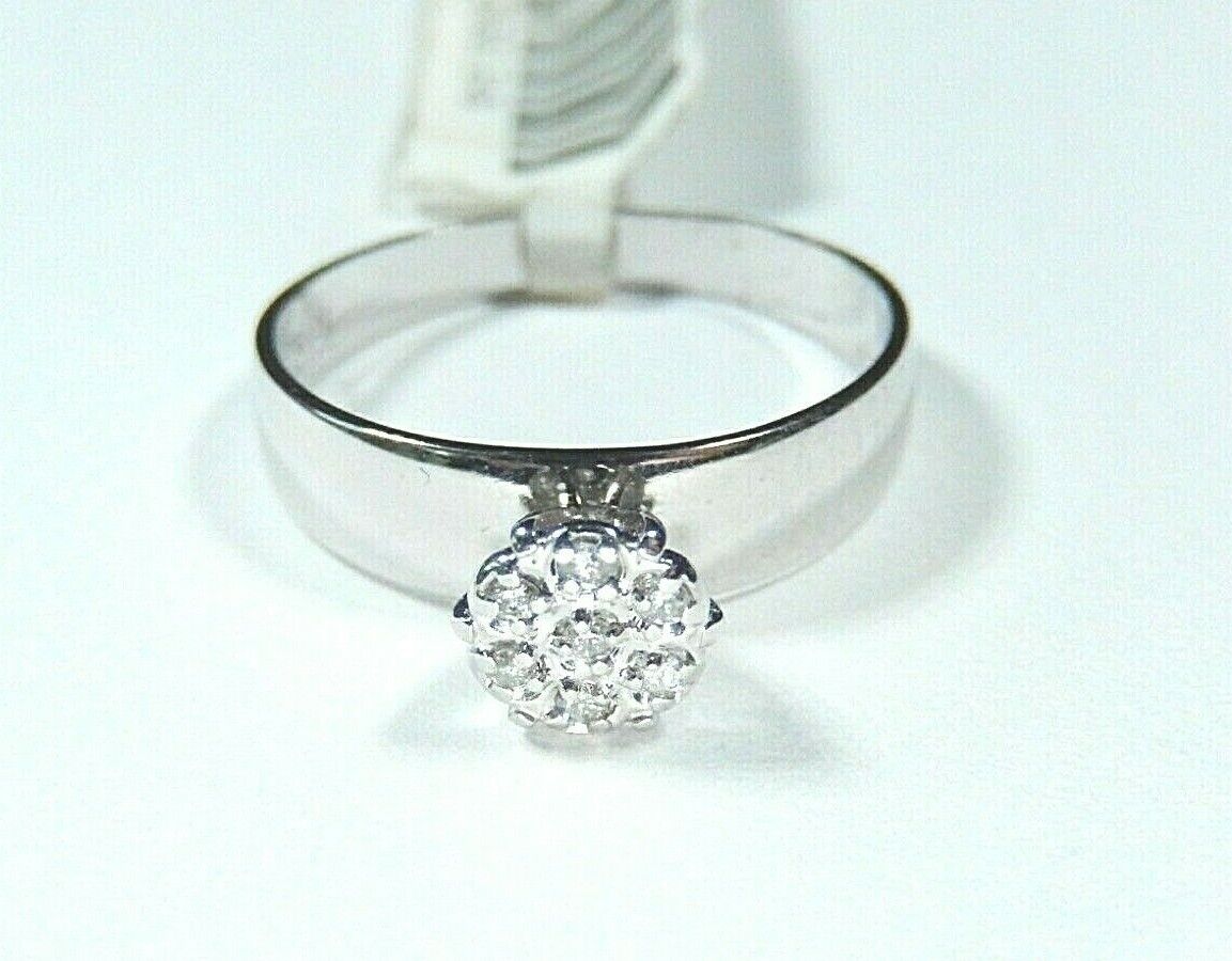 *NWT* 10k White Gold Seven Natural VS Diamond Wedding Engagement Ring Size 5.75