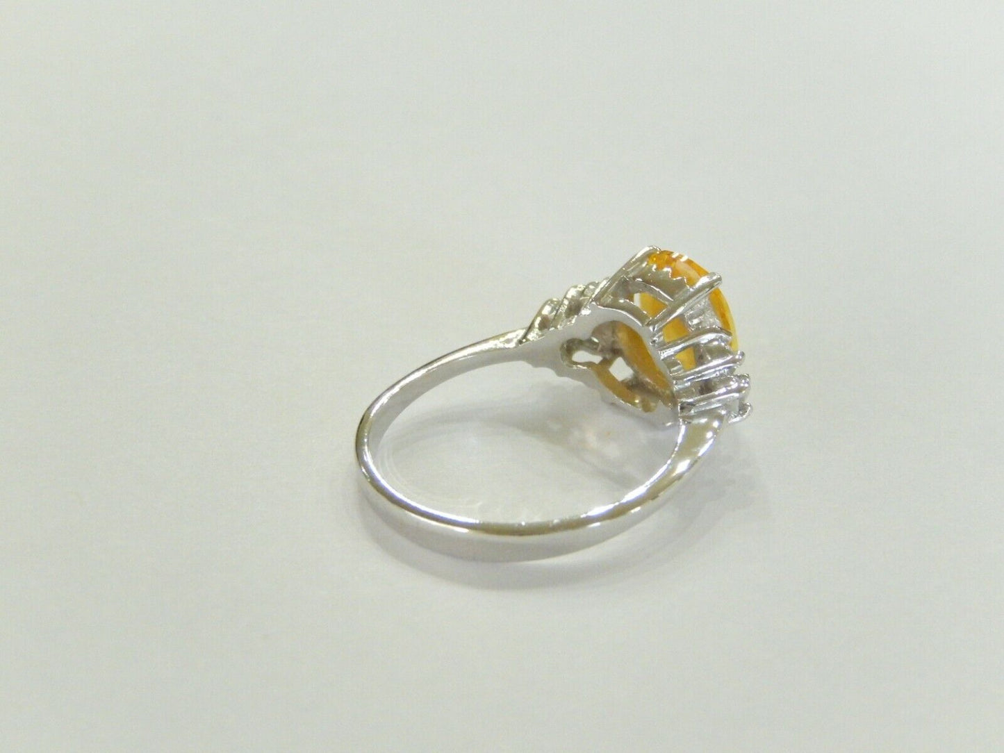 *VINTAGE*  Sterling Silver 3.50 CT Citrine & CZ Solitaire Ring Size 8.5