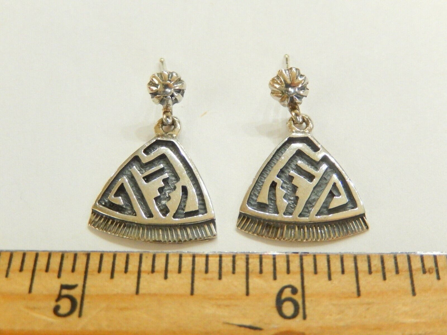 NATIVE AMERICAN Rick Tolino  Sterling Silver  Dangle Earrings Signed