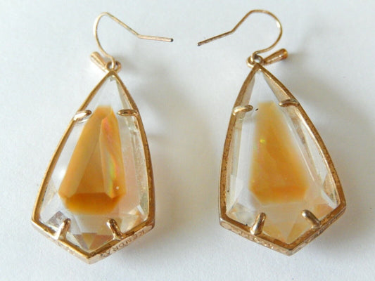 *RARE* Vintage Kendra Scott  Clear Iridescent Gold Drop Earrings