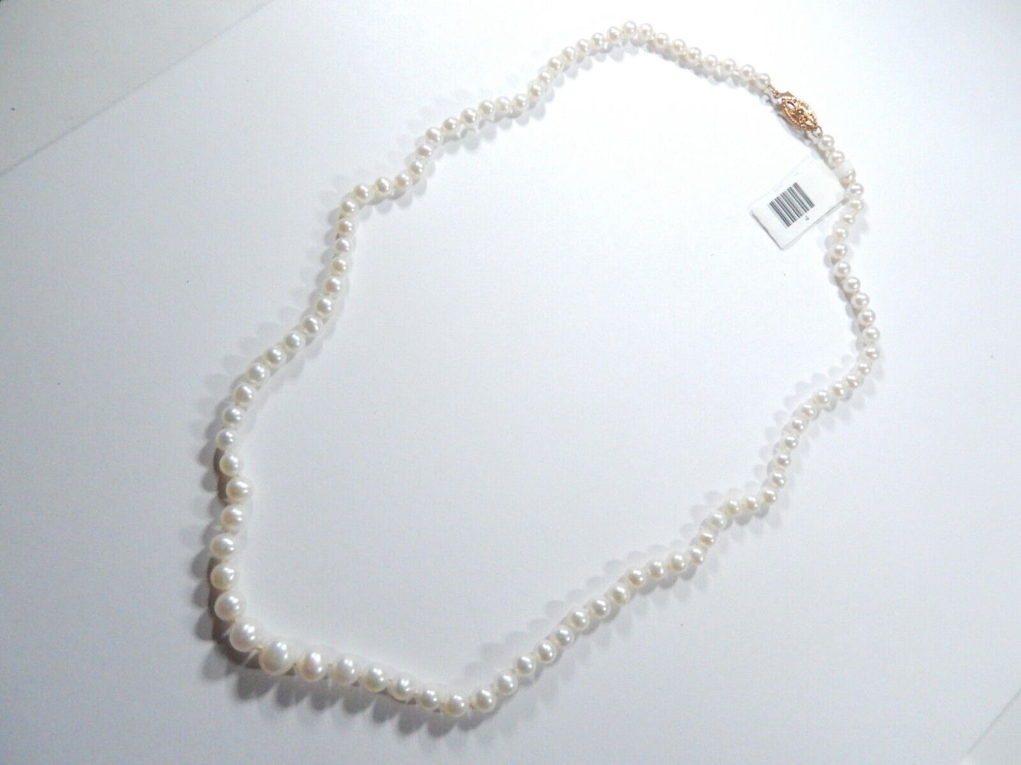 18" Genuine Cultured Graduated Pearl Necklace 4mm-7mm  14K Yellow Gold Clasp
