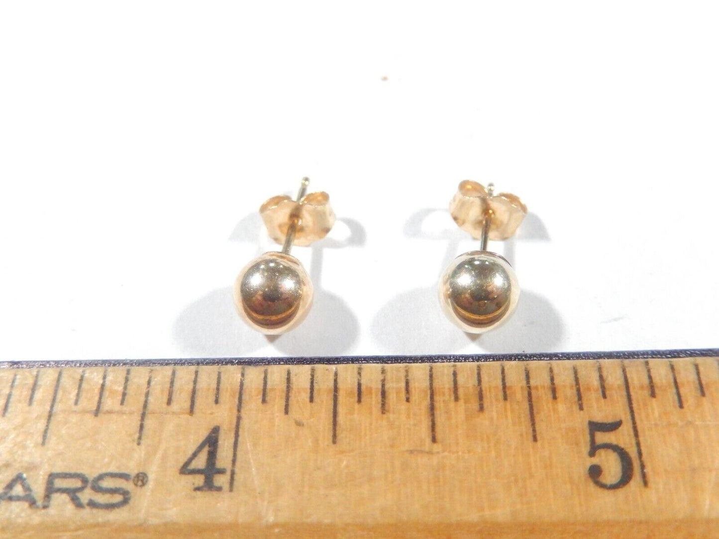 Solid - 14k Yellow Gold 6mm Ball Ear Studs