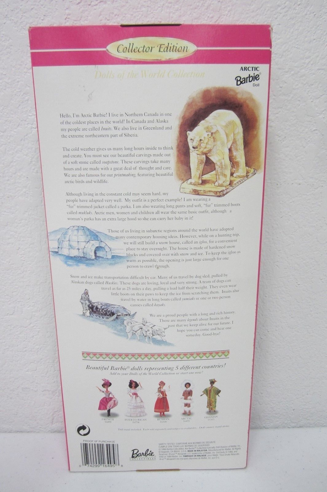 Arctic Barbie Doll Dolls of the World 16495 Collector Edition 1996 Mattel