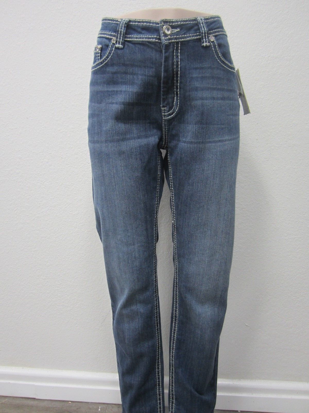 NWT REBA LUPITA SKINNY CRYSTAL WOMEN'S INDIGO  JEANS SIZE 6X 31 INSEAM  $88.00