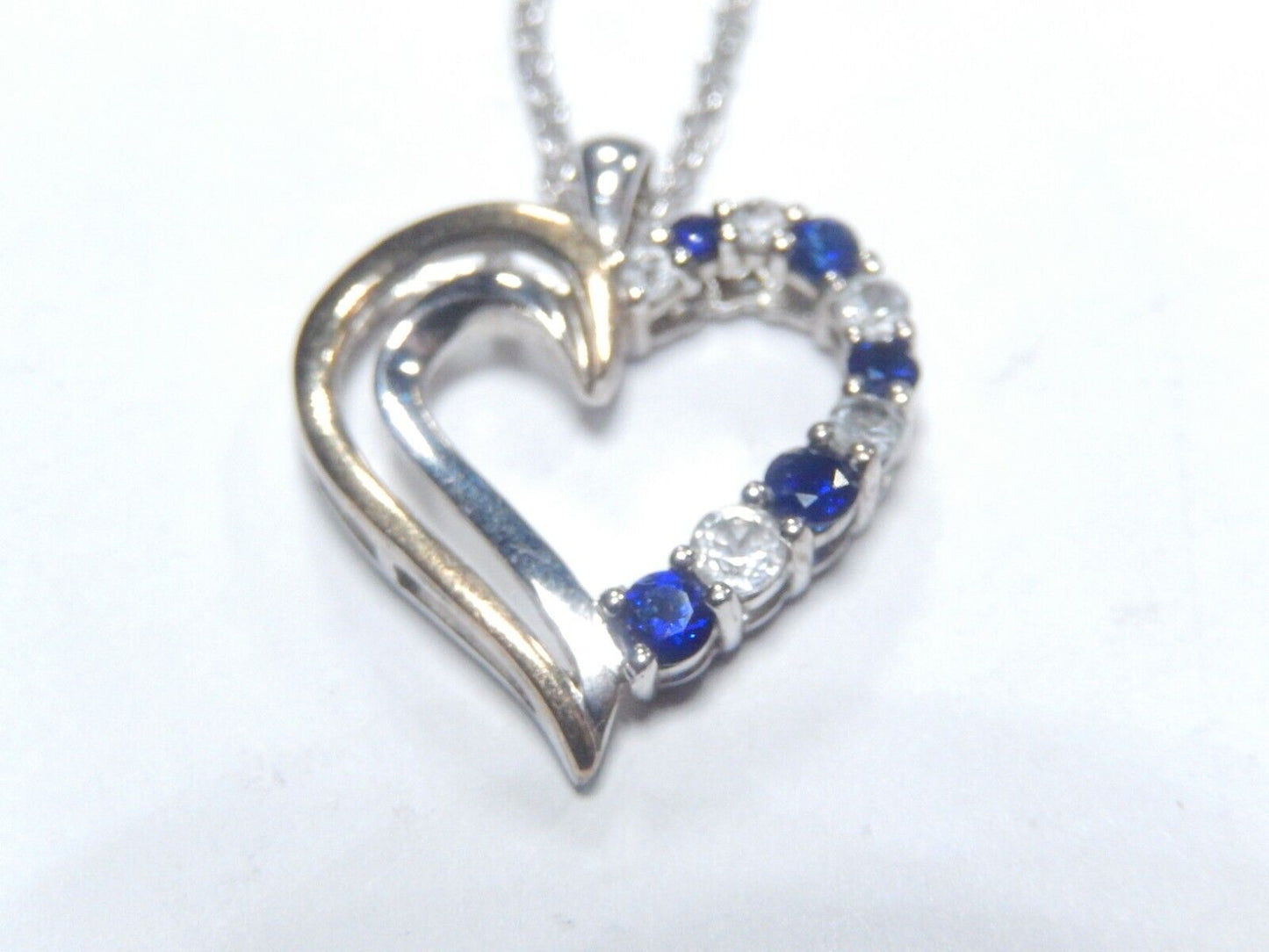 *VINTAGE*  10K Yellow Gold & Sterling Silver CZ & Lab Created Heart Necklace