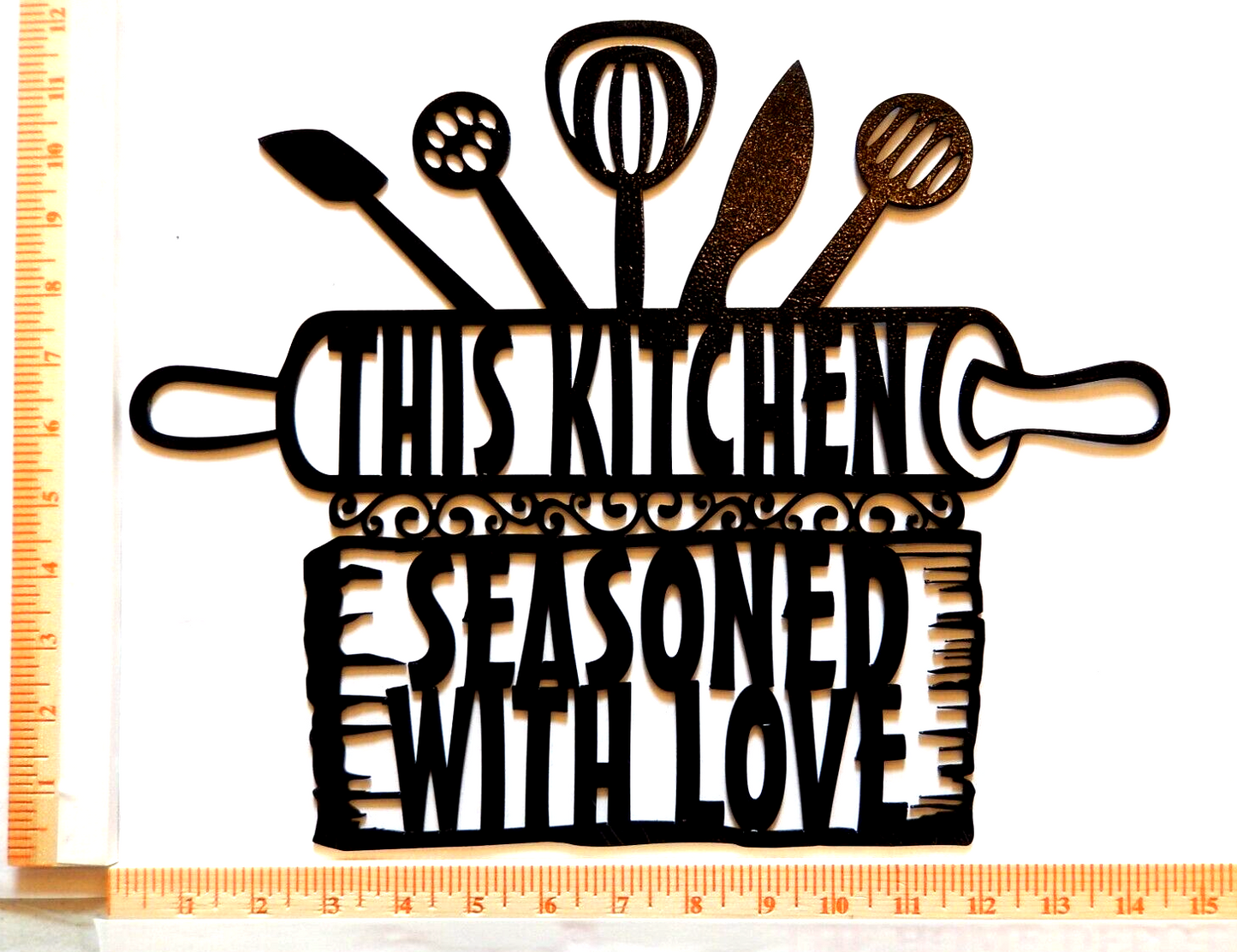 ~NEW~ 14ga. "This Kitchen Is Seasoned With Love " Metal Wall Art - 15" x 12"