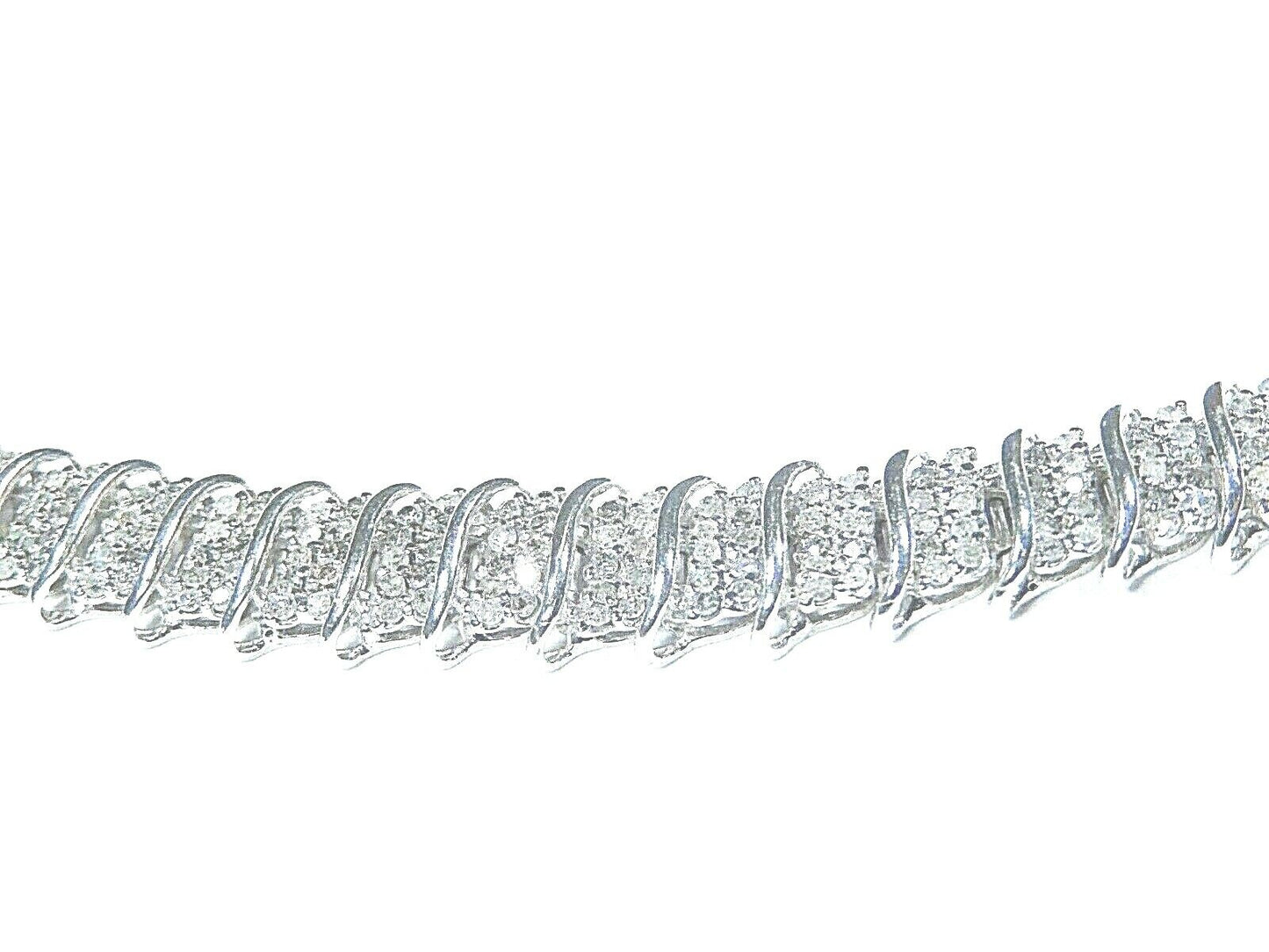 *NEW* 14K White Gold 380 Round Natural 4CT Diamond Bracelet 9mm Wide 7.25" Long