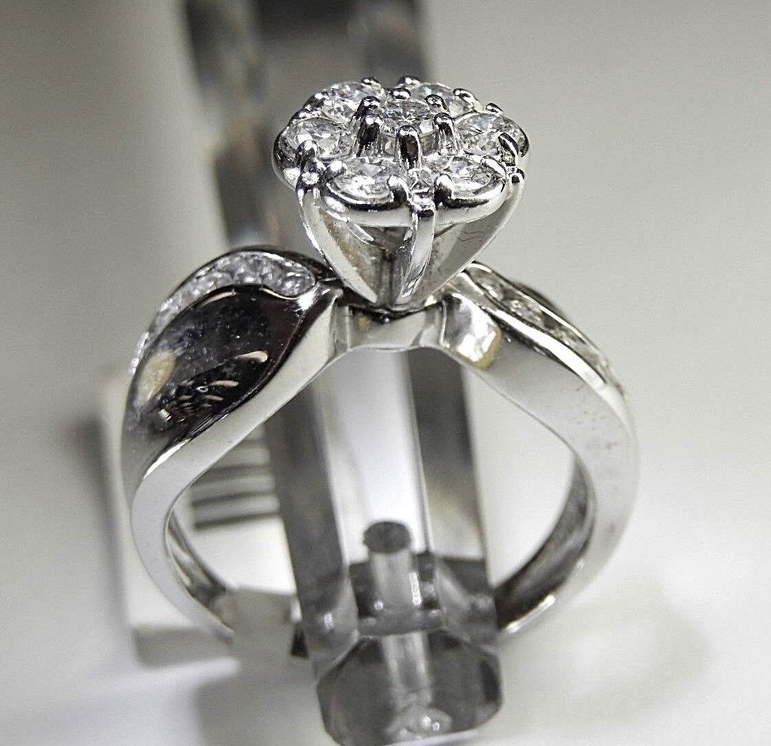 14K WHITE GOLD 1.00 CT NATURAL DIAMOND BRIDAL WEDDING ENGAGEMENT RING SIZE 6.5