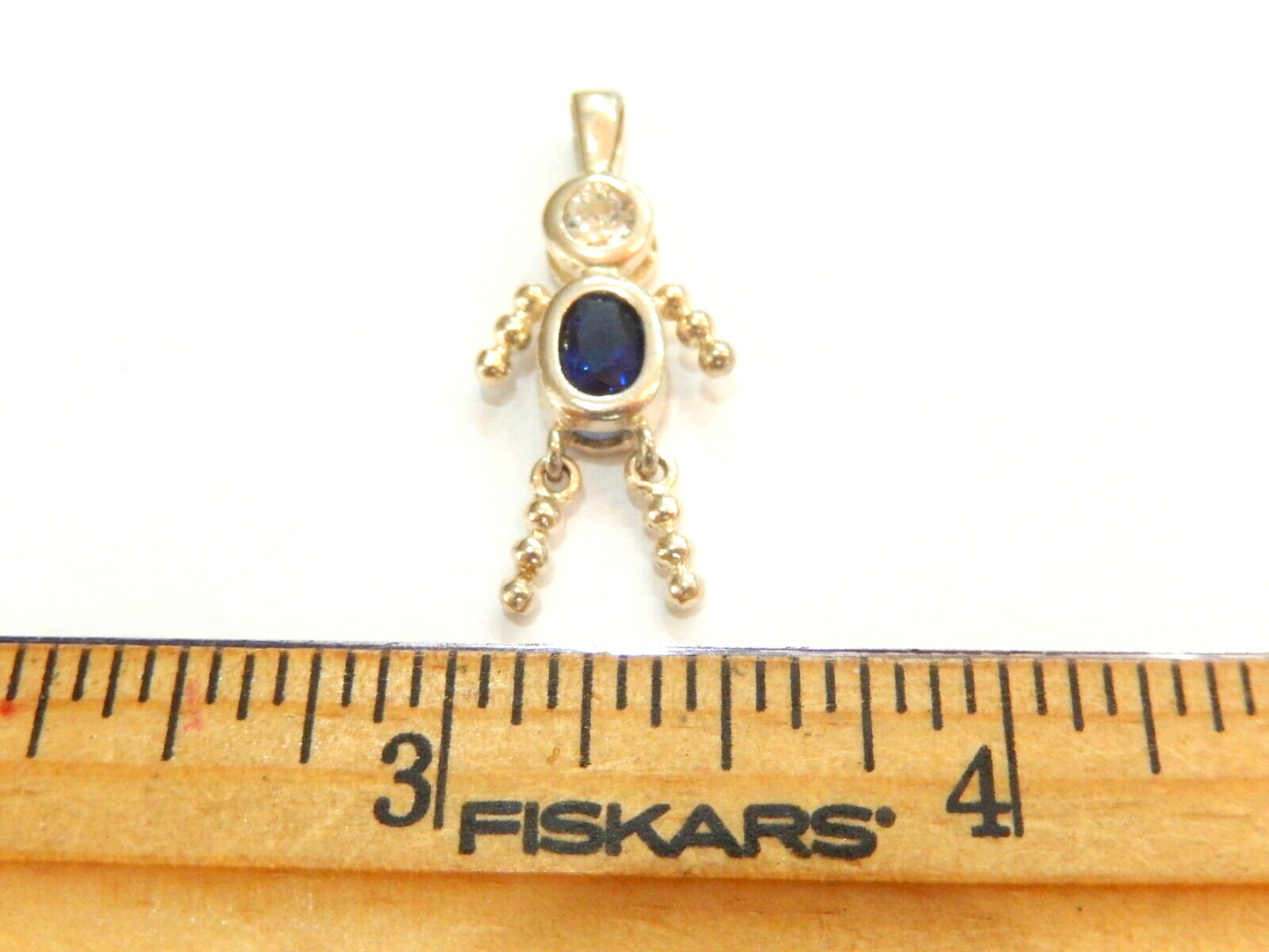 Blue Sapphire September  Sterling Silver Birthstone Baby Boy Pendant / Charm