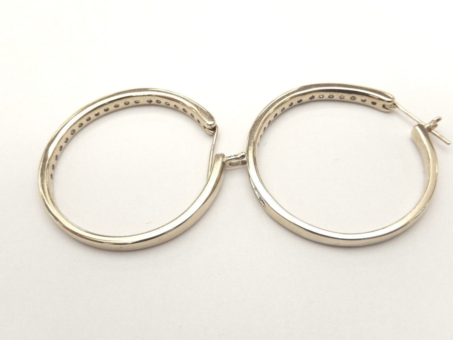 LARGE 14k Yellow Gold 2.5 CT Natural Diamond Hoop Earrings  32.5mm  8.39gms