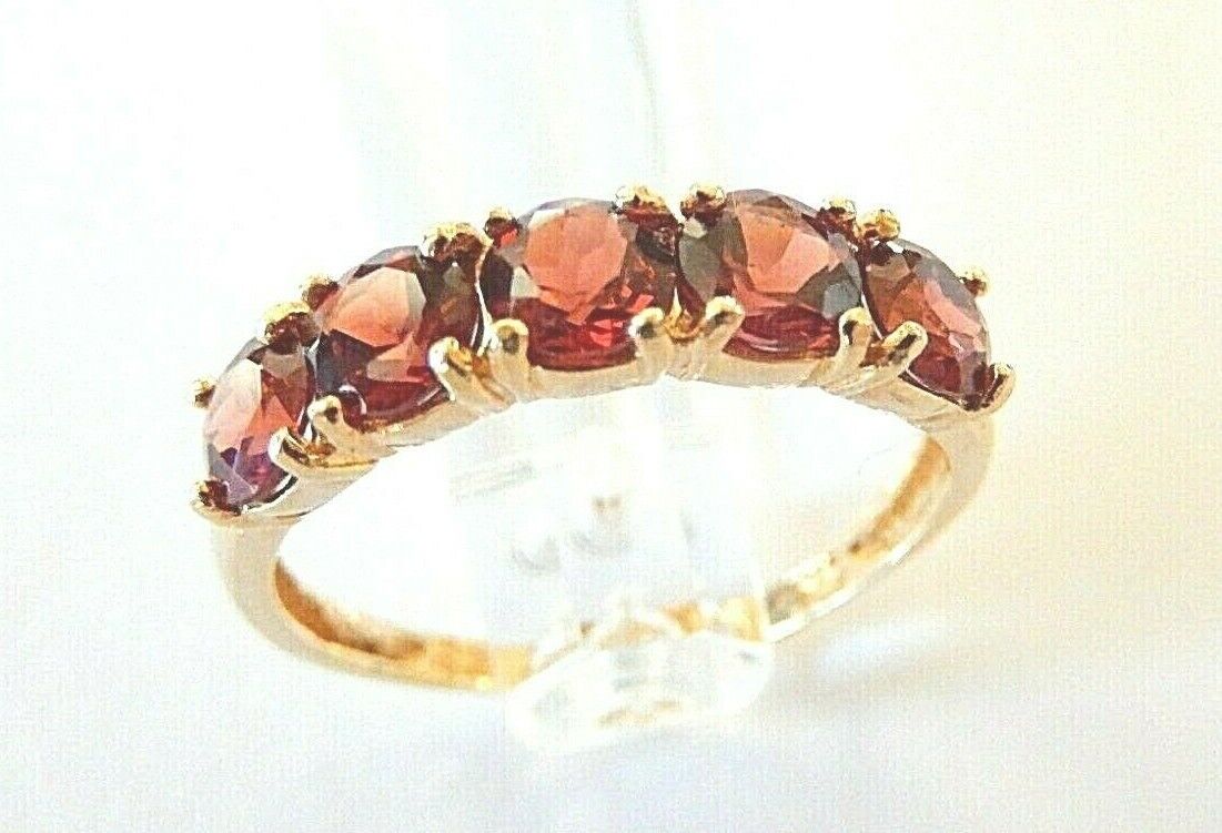 *NEW* 14K YELLOW GOLD 1.50CT ROUND GARNET 5mm BAND RING SIZE 6.75