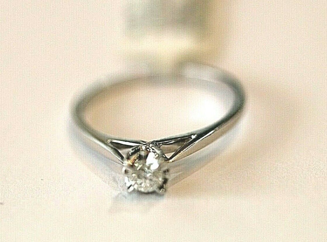 *NWT* 14K White Gold 1/6 Ct Round Cut Solitaire Diamond Engagement  Ring Sz 6.75