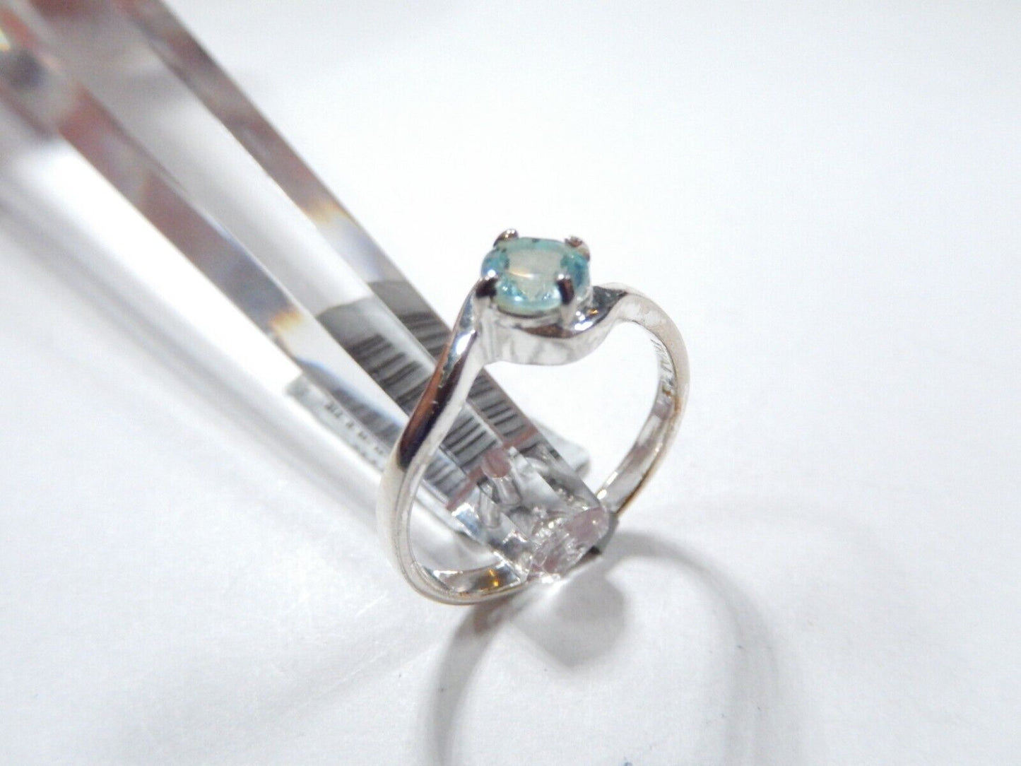 Round Blue Topaz Gemstone Solitaire Twisted 925 Sterling Silver Ring Sz 8