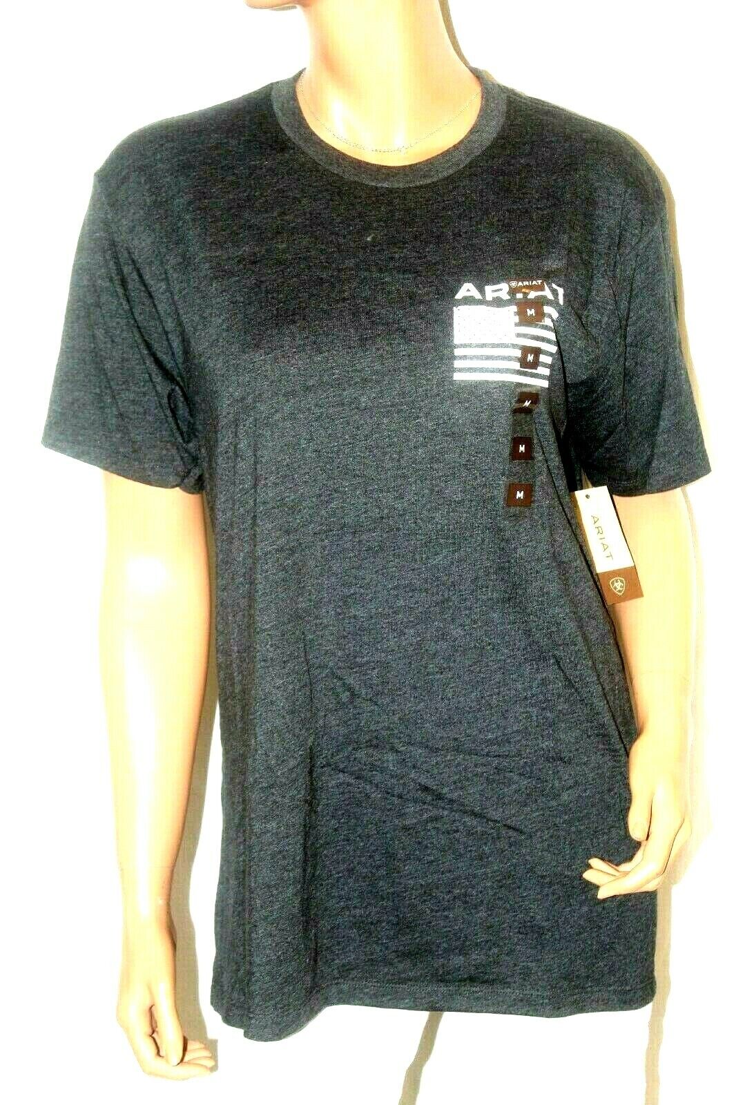 *NWT*  Ariat Men's Freedom Logo Flag Tee Short Sleeve - Charcoal NEW Size Medium