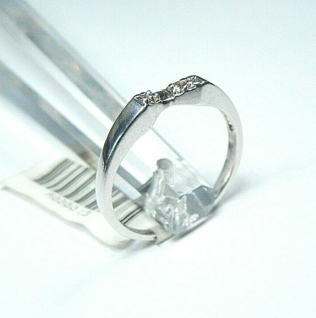 *VINTAGE* Pointed 14K White Gold Diamond Engagement Wedding Band Ring Size 7.5