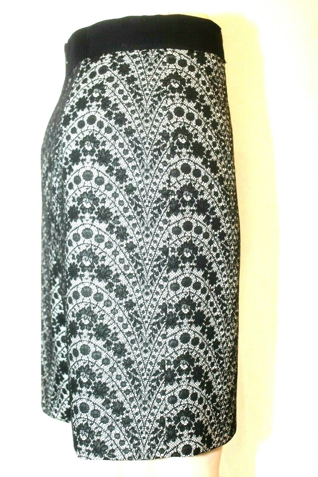 *NWT* $119. ANTONIO MELANI Black White Lace Layered Lined Pencil Skirt Sz 10