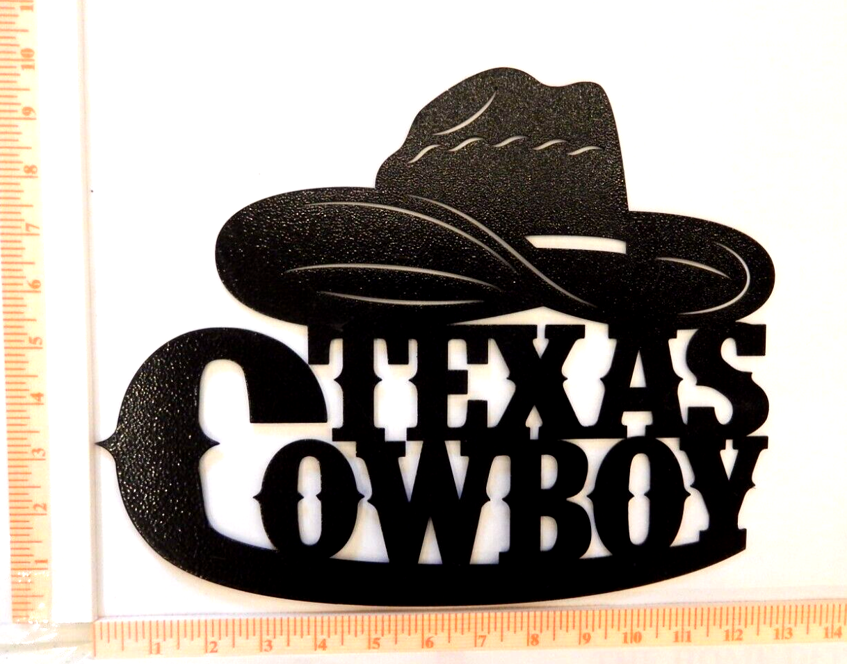 ~NEW~ 14ga.  "TEXAS COWBOY HAT"  Black Powder Coated Western Metal Art 13" x 10"
