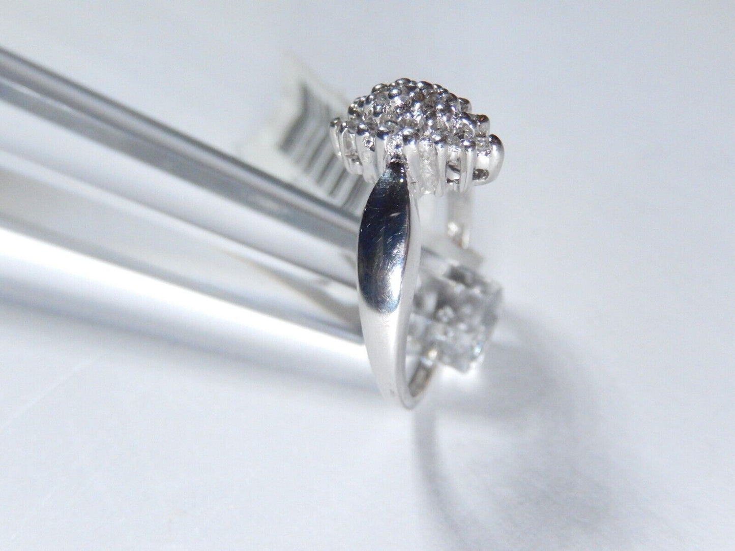 *VINTAGE*  14k White Gold .25CT Diamond Cluster Wedding Engagement Ring Size 6