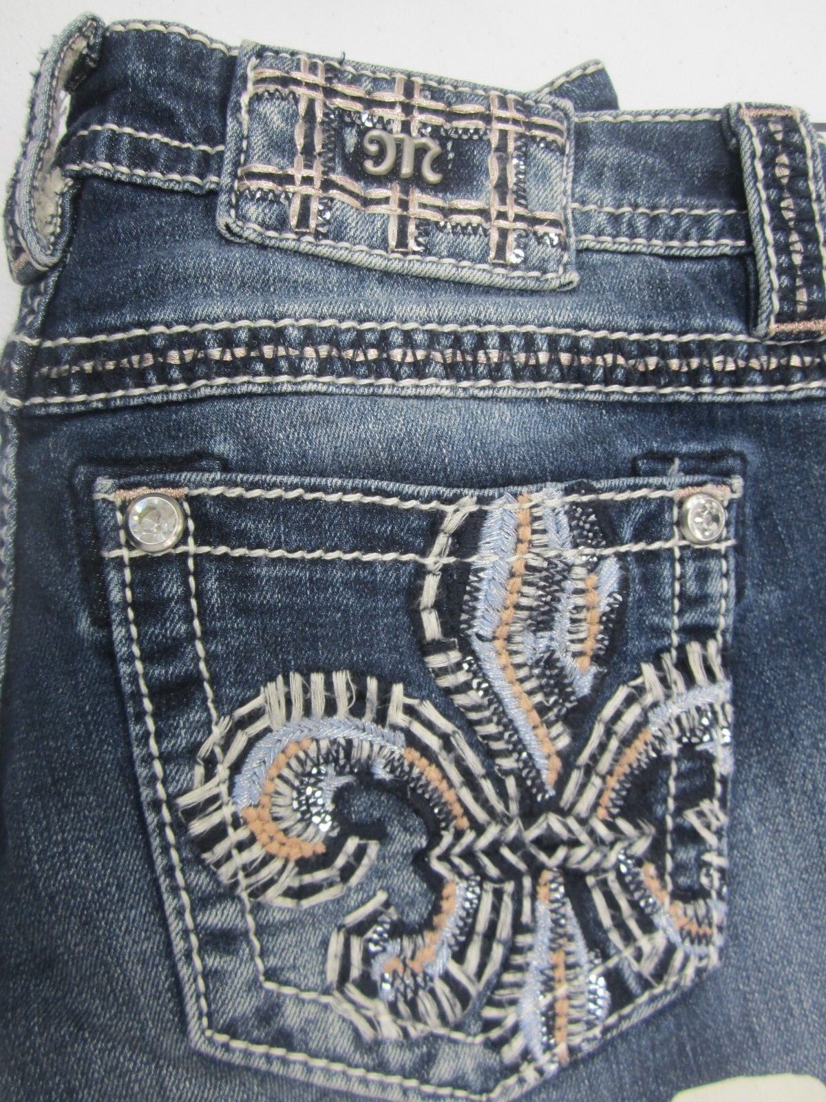 NWT MISS ME JP7690BV Embellished Signature Bootcut Jeans Womens 26 x 32