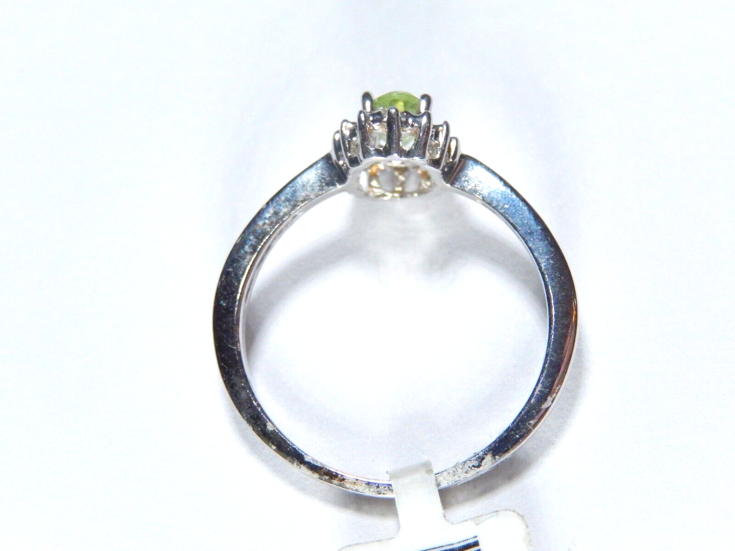 *VINTAGE*  10k White Gold .50CT Oval Peridot And Diamond Halo Ring Size 7.5