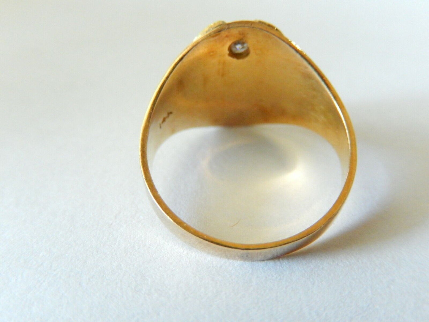 *VINTAGE* 14k Yellow Gold & Enamel Diamond Masonic Ring Size 6