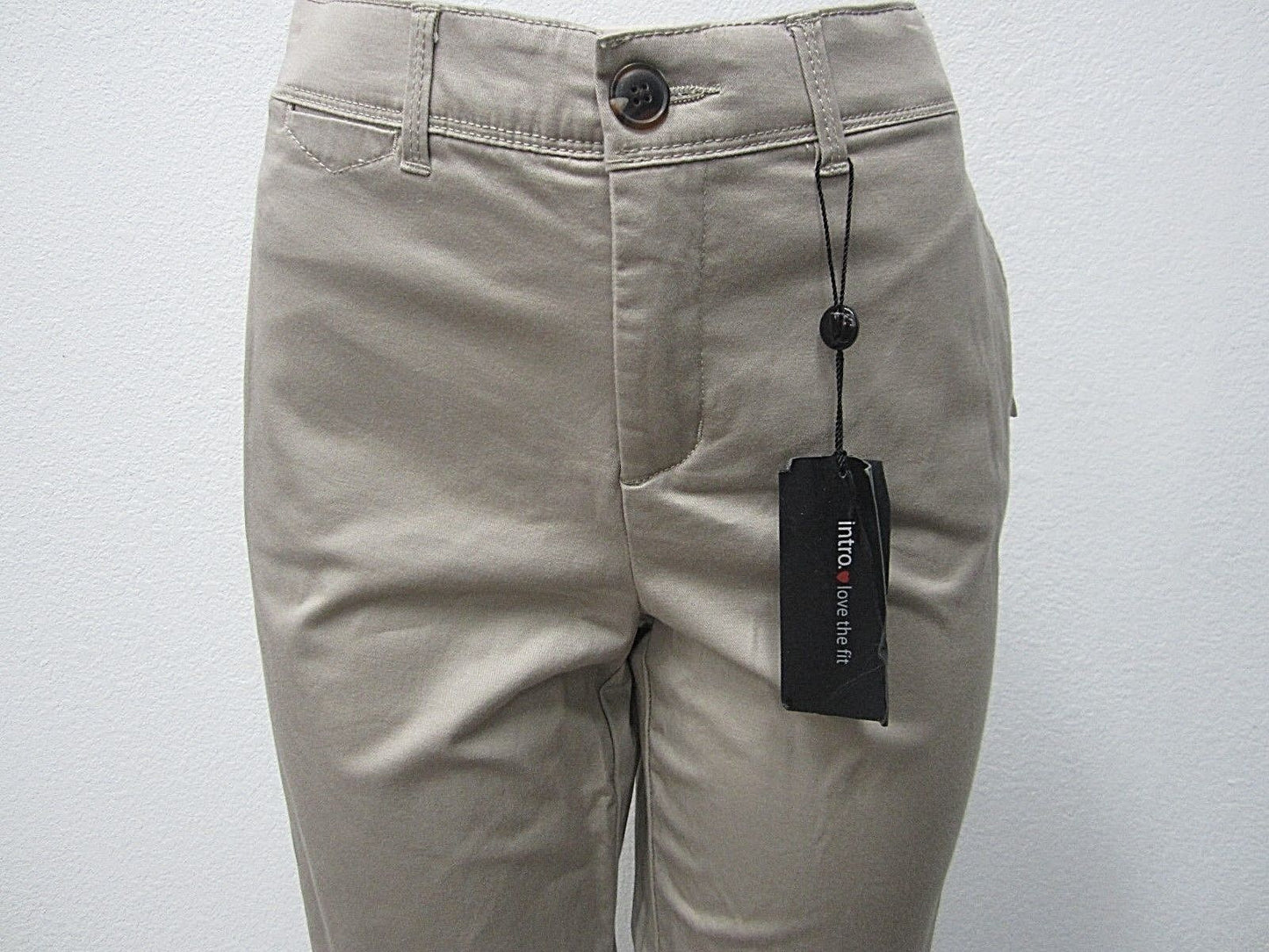 NWT Intro Jonathan Ross Women Khaki Cotton Spandex Stretch Elastic Waist Size 14