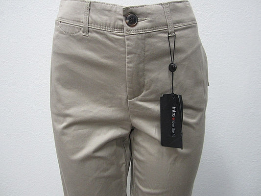 NWT Intro Jonathan Ross Women Khaki Cotton Spandex Stretch Elastic Waist Size 14