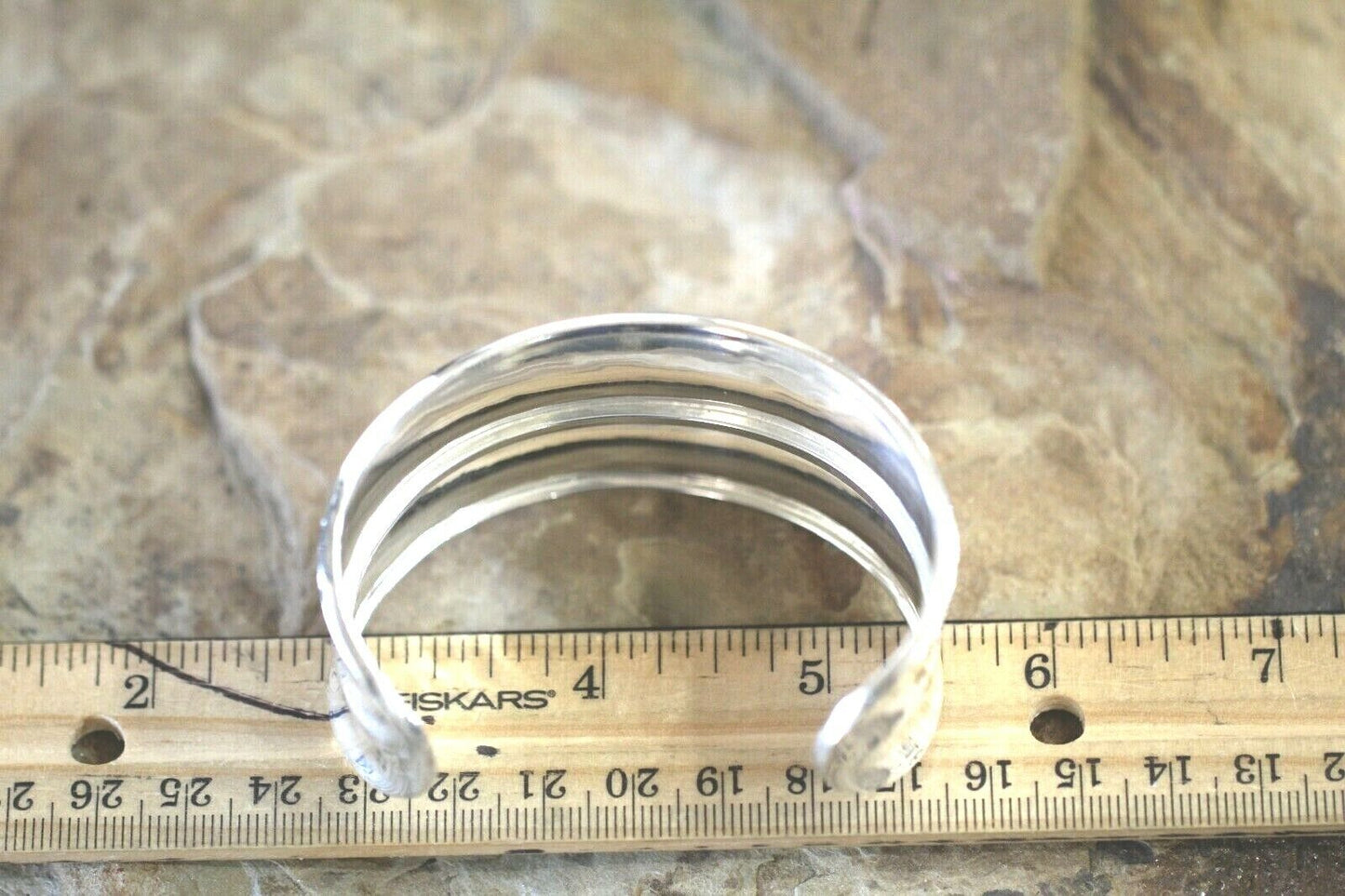 *VINTAGE* Mexico Sterling Modernist Solid Wide Cuff Smooth Curved Bracelet