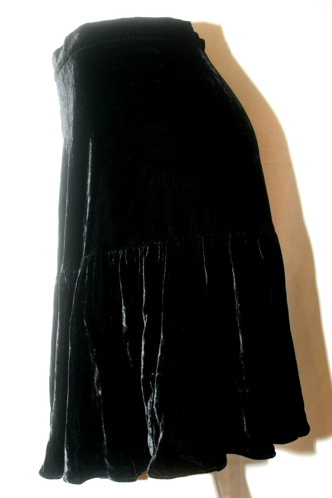 *NWT*  $165. CALVIN KLEIN Womens Black Velvet A-Line Flare Skirt Size 4