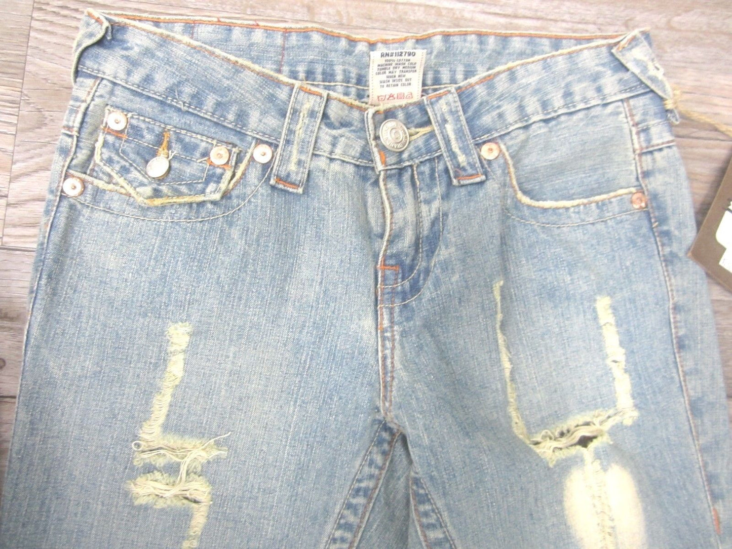 AUTHENTIC NWT True Religion Joey Twisted Flap JN510 Super Destroyed Jeans 25X31