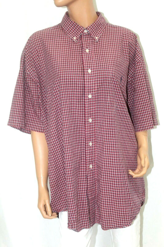 RALPH LAUREN Blake Button Front Casual Shirt Short Sleeve Red Plaid Pony Men 2XL