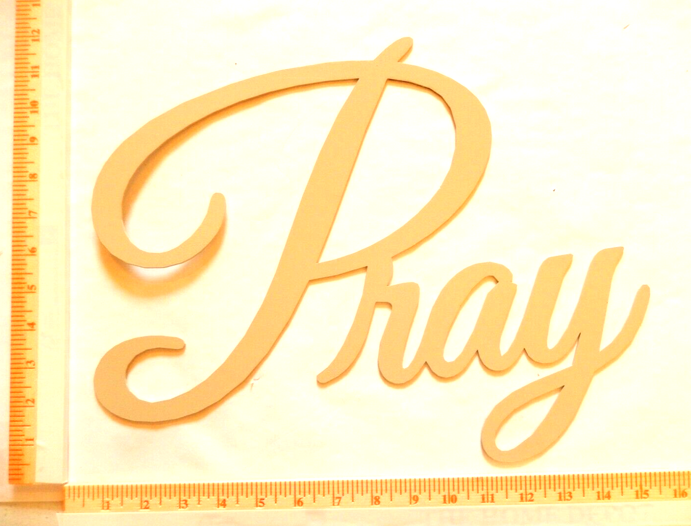 ~NEW~ LARGE - 14ga. "PRAY" Beige Metal Wall Art - 14" x 13"