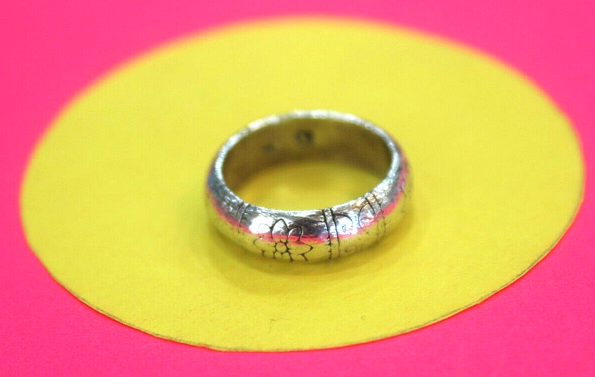 BRIGHTON Sterling Silver 925 Retired Marrakesh Etched Flowers Stack Ring Sz 6.25