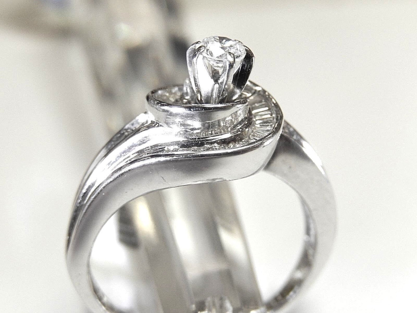 14K White Gold .50CT Natural VS Diamond Engagement Halo Swirl  Ring Size 8.75