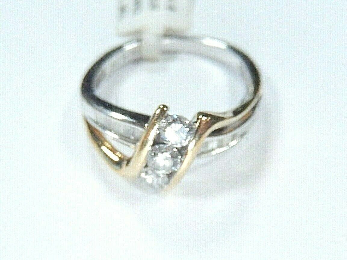 *VINTAGE* 10k Solid Yellow & White Gold Diamond  Wedding Ring Size 7.5