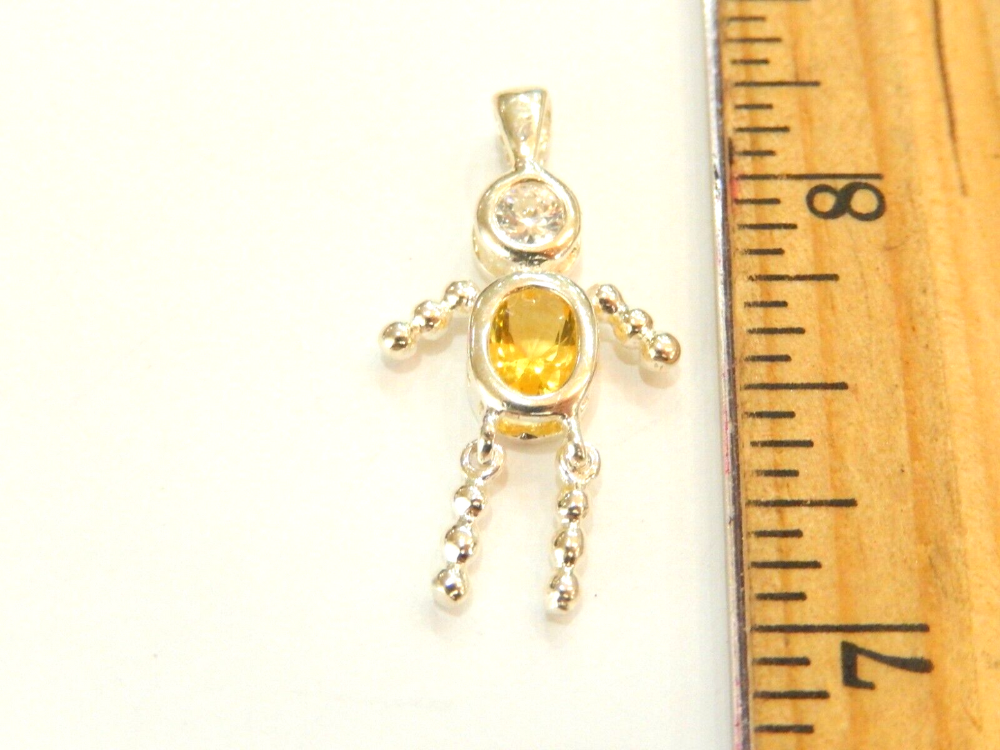 Citrine November Sterling Silver Birthstone Baby Boy Pendant / Charm