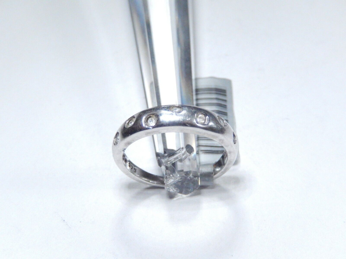 *VINTAGE*  925 Sterling Silver Random Pattern Modern Design CZ Band Ring SZ 7